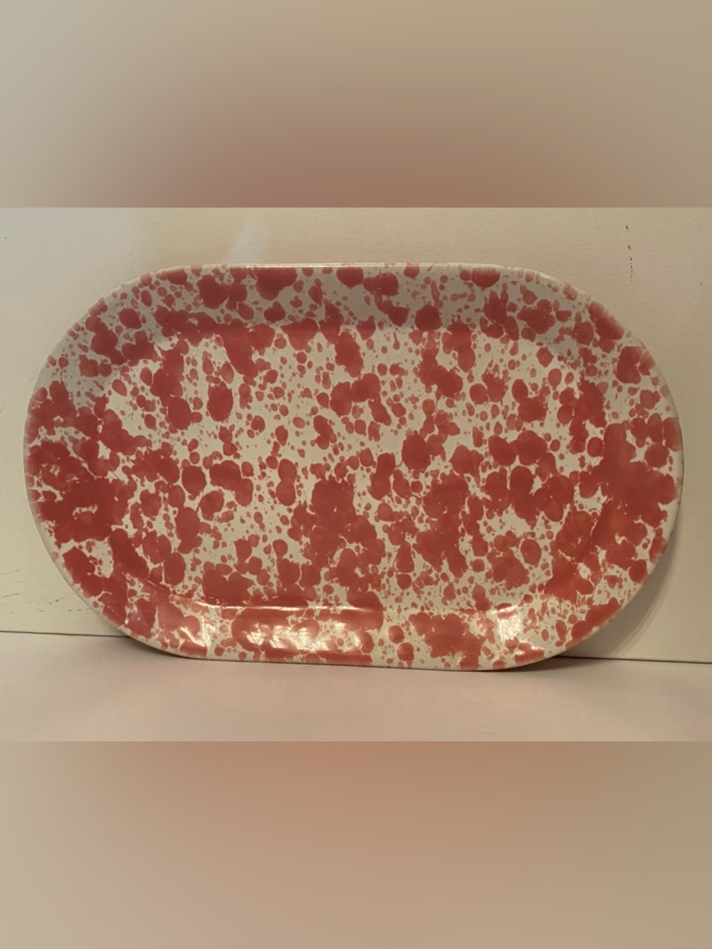 BENNINGTON POTTERS USA OVAL BREAKFAST PLATE PINK AGATE STONEWARE 1633 HOME